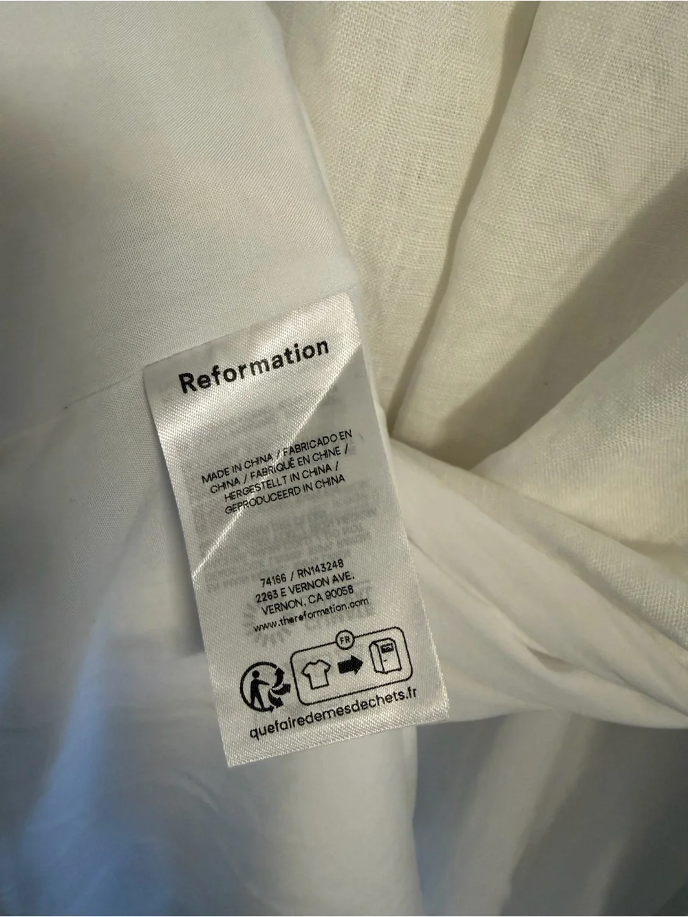 Reformation White Linen Square-Neck Midi Dress with Puff Sleeves - Picture 7 of 10